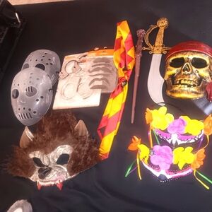 Halloween package of dress up masks headbands and accessories